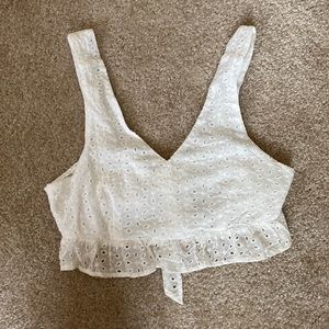 White eyelet cropped tank